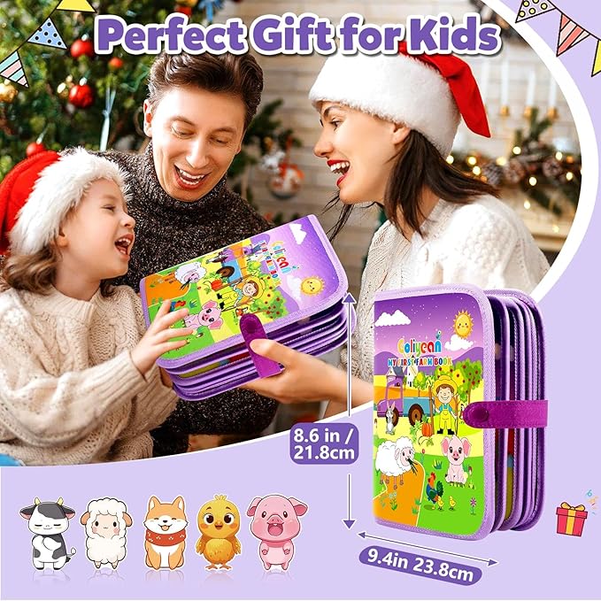 Montessori Busy Book for Toddlers 1-3, Busy Board Montessori Toys for 1 Year Old Girl Birthday Gift, Educational Learning Sensory Quiet Activity Books, Travel Toys for Airplane Car