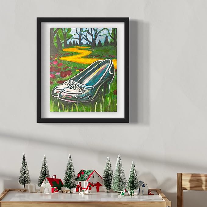 Painting4Real DIY Painting Class Kit for Adults with Video Tutorials: Learn to Paint Wizard of Oz Silver Slippers – How to Paint with Acrylics – Painting & Art Supplies – 9 Piece Acrylic Paint Set