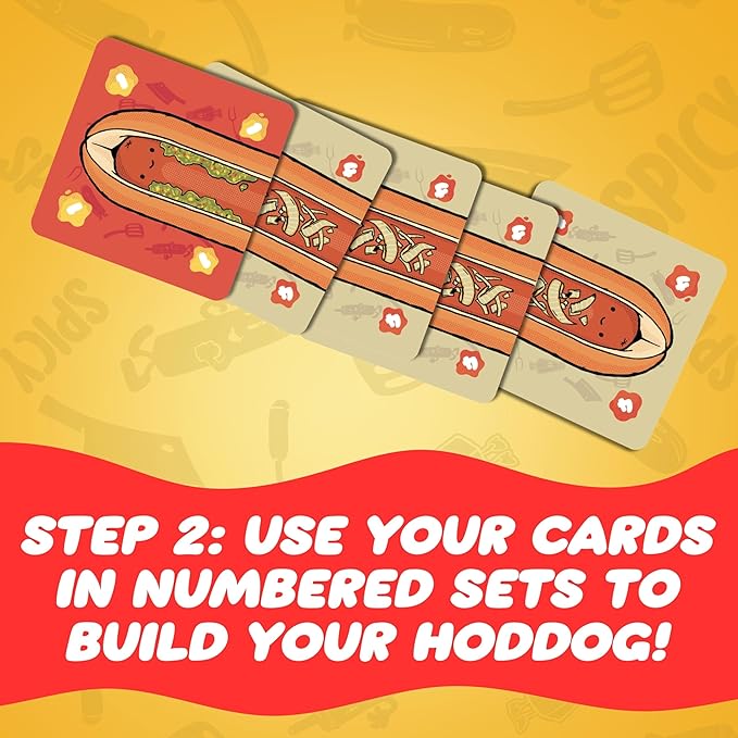 Joking Hazard Hoddog Card Game โ 82 Cards for Kids & Adults, Race to Build The Longest Hoddog with Fun & Strategy, Includes Ketchup Splat Cards & Rulebook