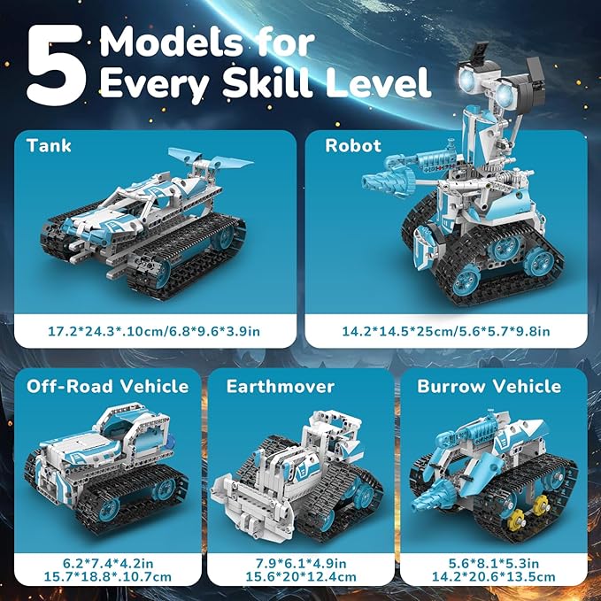 Robot Building Kit with APP/Remote Control STEM Gifts for Boys Age 8-16,Technic Coding Robotic Toys for Kids Birthday, Buildable 5in1 Models with 720 Pieces