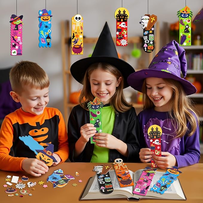 Halloween Crafts for Kids, 24 Pack Foam DIY Halloween Bookmarks Craft Kit, Ideal Halloween Party Favors,Trick or Treat Gifts,Classroom Activity Supplies