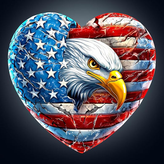 Wooden Puzzles for Adults, Patriotic Eagle Wooden Jigsaw Puzzle Unique Shape Animal Wood Puzzles Adult 3D Visual Effect, Birthday Gifts for Puzzle Lovers Family Games (M-11.4 * 10.9in-180pcs)