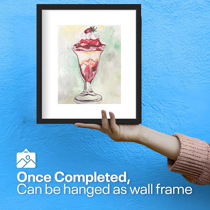 Painting4Real DIY Painting Class Kit for Adults with Video Tutorials: Learn to Paint Strawberry Sundae – How to Paint with Acrylics – Painting & Art Supplies – 9 Piece Acrylic Paint Set