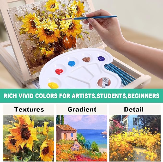 54 Pieces Acrylic Paint Set with Tabletop Easel Stand, Complete Starter Painting Art Supplies with Acrylic Paints, Canvases, Sketch Pads, Brushes and Palette for Adults Teens Kids Beginners