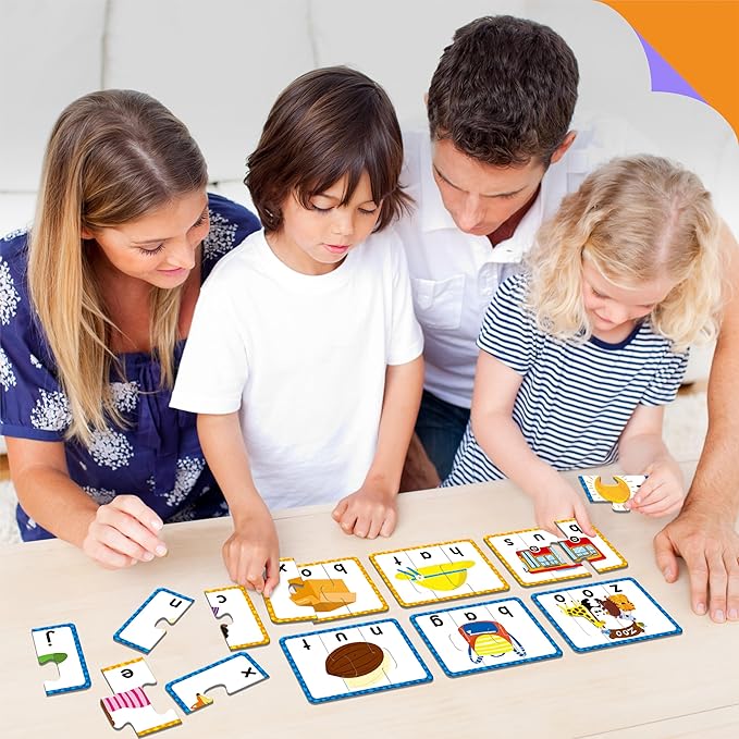 24 Set 3-Letter Word Puzzle Cards, 72 PCS Self Correcting Word Spelling Puzzles, Double Sided Puzzle Cards for Kindergarten Preschool Learning