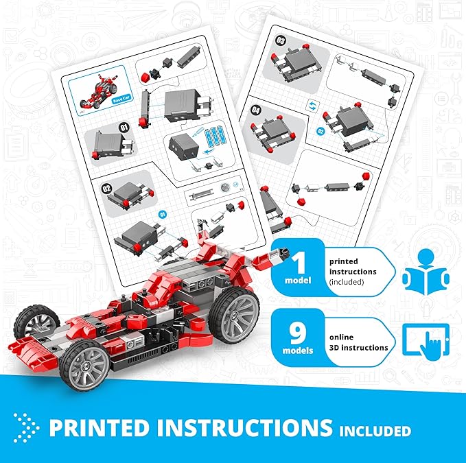 Engino- Inventor STEM Toys, Motorized Race Car for Kids 9+, STEM Kits, Building Toys, Educational Kit, Creative Engineering Kit, Gifts for Boys & Girls (10 Models to Build)