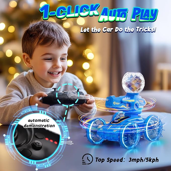 3-in-1 Remote Control Car with Water Gun, Waterproof Amphibious RC Cars & RC Boat, Remote Control Pool Toys for Kids Age 3 4 5 6 7 8-12 Boy Girl Holidays Birthdays Gifts