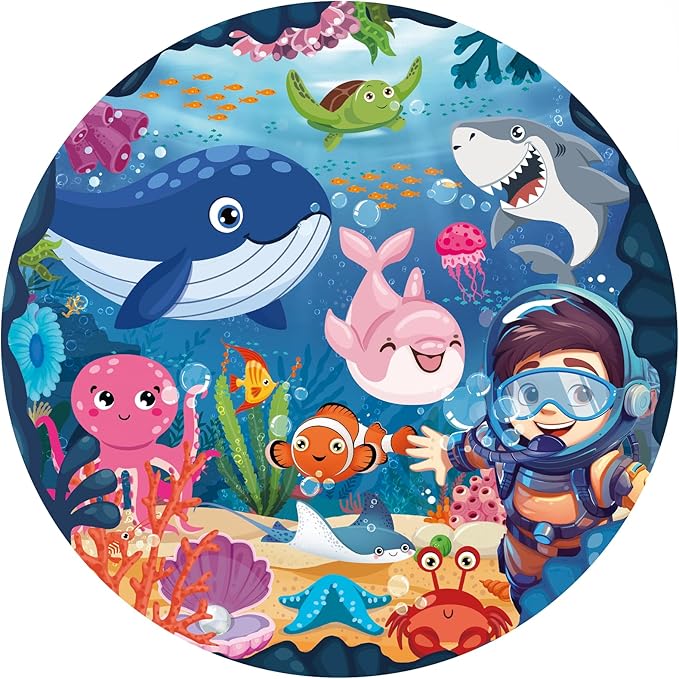 Puzzles for Kids Ages 4-6, Large 70 Piece Round Ocean Floor Puzzles, Kids Puzzles 4-6 with Colorful Underwater World, Educational Learning Toys for 3, 4, 5, 6, 7, 8