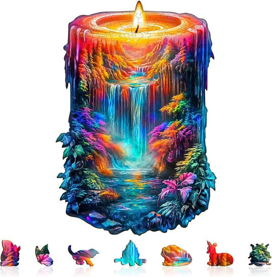 Wooden Puzzles for Adults, Wooden Jigsaw Puzzles for Adults Kids, Enchanted Flame Unique Shaped Wood Puzzles Adult, Creative Gifts for Friends Family Game, Home Decor(11.4 * 7.8in 155pcs)