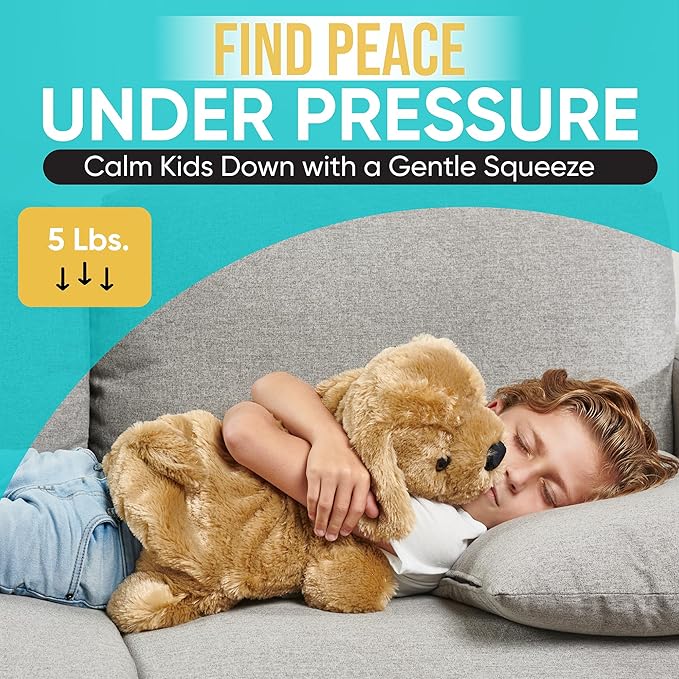 FRIENDLY CUDDLE Microwavable Weighted Lap Pad for Kids, 5 Lbs. – Lucy, Lap Blanket for Kids & Adults – ASD, Sensory Processing Weighted Stuffed Animals Dog Toy