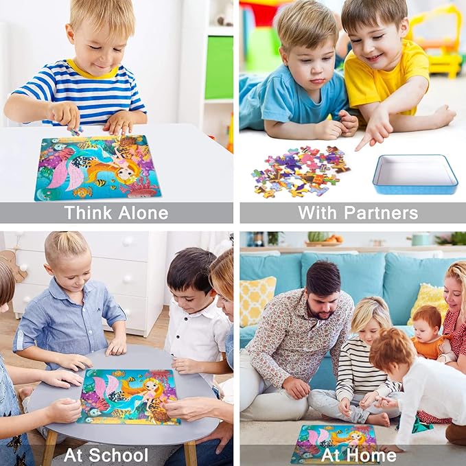 Puzzles for Kids Ages 4-8,100 Piece Puzzles for Kids,Educational Kids Puzzles Jigsaw Puzzles in Metal Box,Puzzle Games Puzzle Toy for Girls and Boys