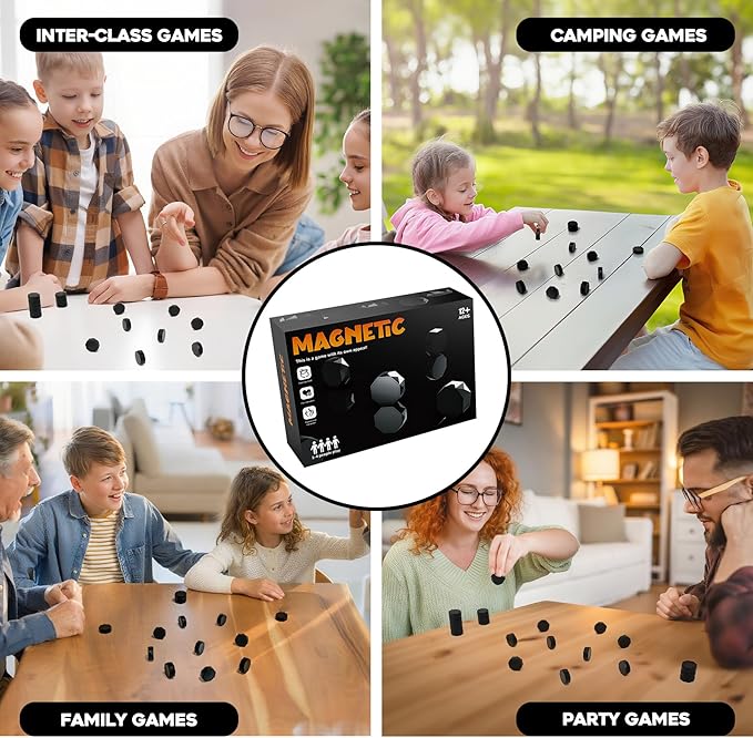 20 Pcs Magnetic Chess Game, Magnet Game, Family Games, Fun Tabletop Game with 1 String and Portable Storage Bag for Adults, Family Party and Travel Camping