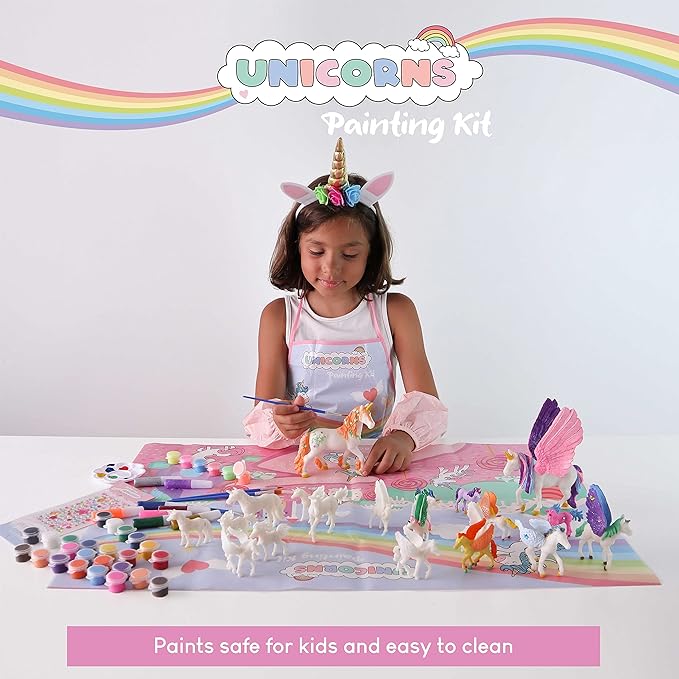 BONNYCO Unicorns Gifts for Girls Painting Kit with 18 Figurines Painting for Kids with Glow in The Dark | Girl Toys 3 4 5 6 7 8 9 10 Years Crafts Kids Gifts Birthday Christmas | Unicorn Toys Niรฑas