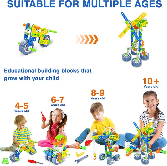 MOONTOY 12 in 1 STEM Toys for 4 5 6 7 8+ Year Old Boy Gifts, 152 PCS Educational Building Toys for Kids Ages 4-8 5-7 8-12, Building Blocks Stem Kits Activities Construction Toy for Boys Birthday Gifts