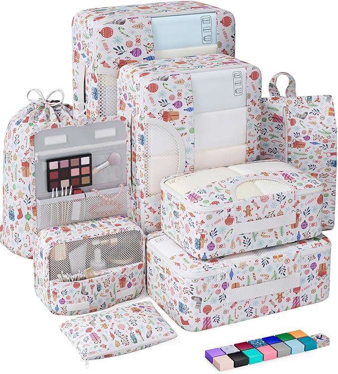 Veken 8 Set Packing Cubes for Travel Kids, Beach Vacation Essentials Accessories for Cruise Ship, Suitcase Organizer Bags for Luggage with Hanging Toiletry & Shoe Bag, Birthday Gifts for Women Mom Her