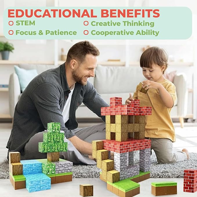 154PCS Magnetic Blocks - Build Animal Forest Set, Magnetic Tiles Building for Boys & Girls Age 3-8, STEM Montessori Sensory Toys for Toddlers Kids Gifts for 3+ Years Old, Construction Toy