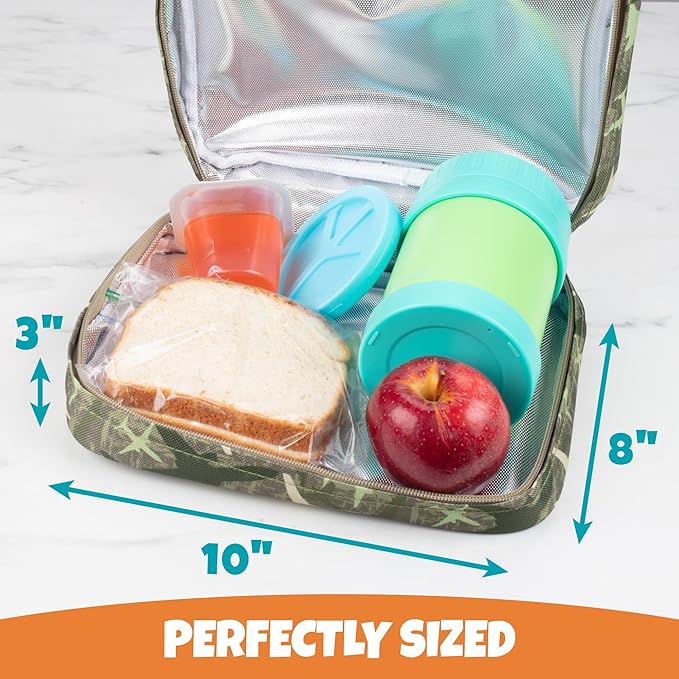 Bentology Lunch Bag for Boys- Kids Insulated Durable Lunchbox Tote Fits Bento Boxes, Containers, Jars & Water Bottles- Reusable School Lunch Sleeve w Clip on Handle- Keep Food Hotter or Colder Longer