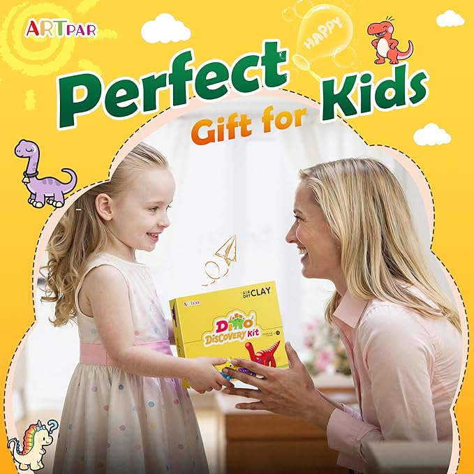Air Dry Clay Kits,Dinosaur Modeling Magic Clay for Kids,12 Box Dinos DIY Art Crafts Kit,Safe & Non-Stick with Sculpting Tools & Tutorials, Family Party Favors for Boys & Girls Age 3-12 Year