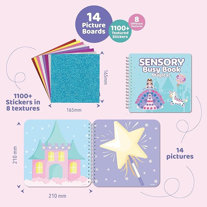 jackinthebox Sensory Craft Activity – Touch & Stick Textures - Magical, No Mess Sticker Craft for Kids, Craft Kits, Sensory DIY Activity, Gifts for Boys & Girls Ages 3, 4, 5, 6, Travel Toys