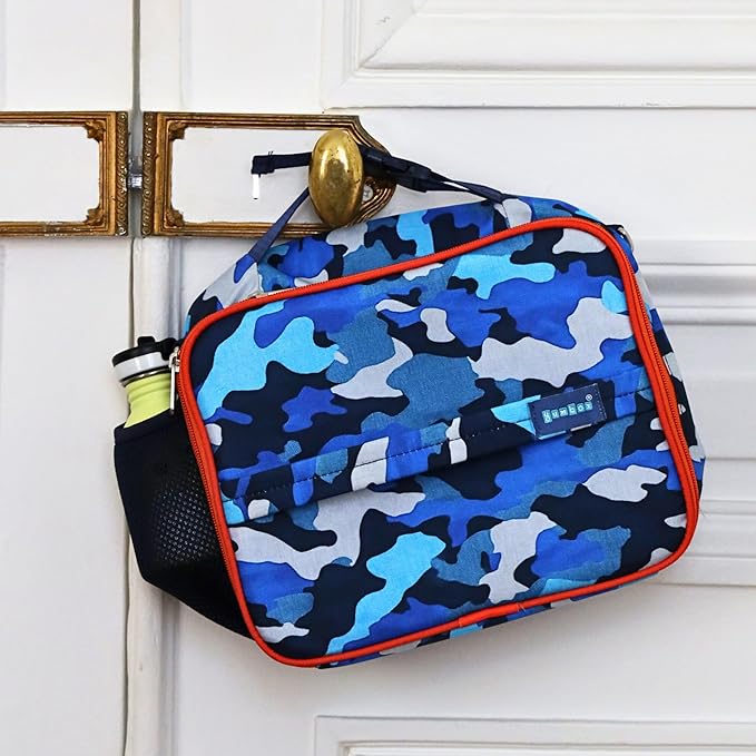 Yumbox Kids Lunch Bag, Holds Lunch Box and Water Bottle, 3 Ways to Carry, Zip Closure, Inside Zipper Netting, Wipe Clean Fabric with EVA lining for extra insulation (Camo)