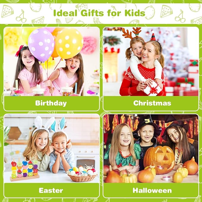 Montessori Wooden Beads Mastery Kit: Fine Motor Skills Builder for Toddlers 2-5 Stacking Blocks Lacing Beads Travel Learning Toys STEM Gifts for 2 3 4 5 Year Old Boys Girls Toys for Ages 2-4