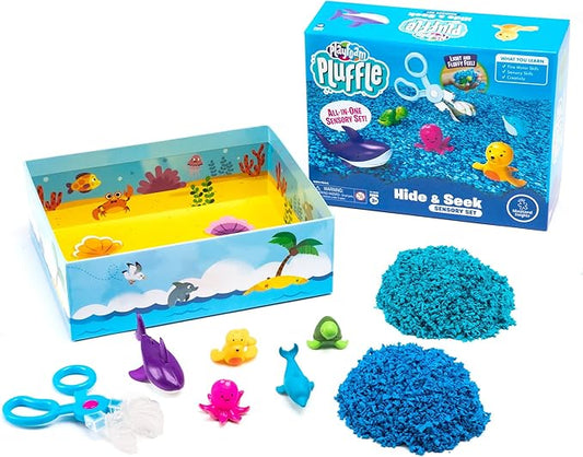 Educational Insights Pluffle® Ocean Sensory Set with 2 Colors of Pluffle, 9 Piece Set, Ages 3+