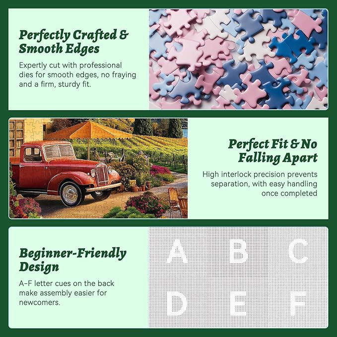 500 Piece Jigsaw Puzzle for Adults – Scenic Vineyard with Hot Air Balloons & Red Truck – Relaxing and Beautiful Puzzle for Adults & Teens Recycled Cardboard, 20.5" x 15"