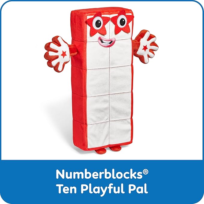 hand2mind Numberblock Ten Playful Pal, Plush Figure Toys, Numbers for Toddlers, Preschool Math Learning Toys, Stuffed Animal Plushies, Counting Blocks, Soft Stuffies, Kids Birthday Gifts