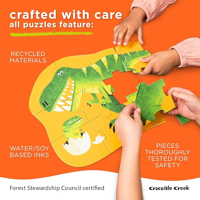 Crocodile Creek 200-Piece Jigsaw Floor Puzzle with Matching Poster - Fun Puzzles for Kids Ages 6-8 and Up - Heavy-Duty Storage Cylinder with Handle - World Map - 19" x 13" Finished