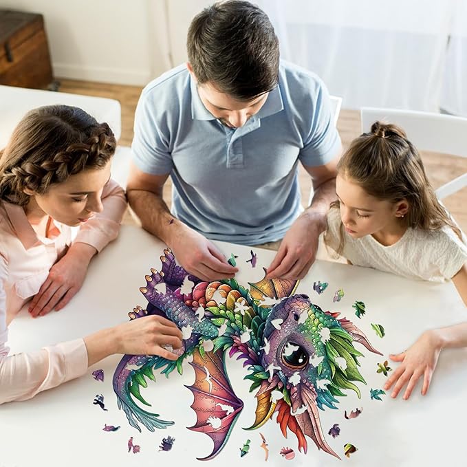 Wooden Puzzles for Adults, Dragon Wood Puzzles 200 Pieces, Irregular Animal Shaped Unique Wooden Jigsaw Puzzles, Creative Ghristmas Gift for Teenagers and Adults