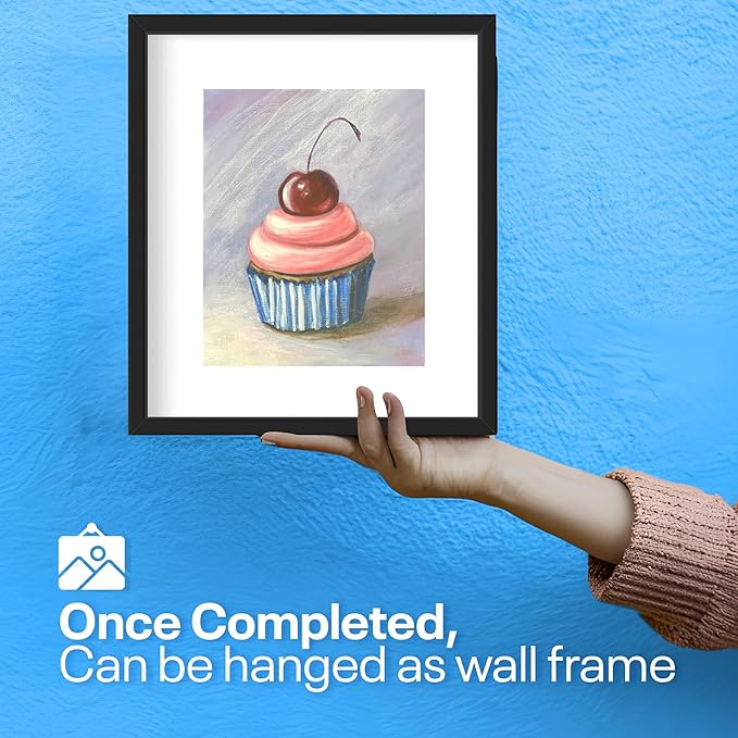 Painting4Real DIY Painting Class Kit for Adults with Video Tutorials: Learn to Paint Cherry Cupcake – How to Paint with Acrylics – Painting & Art Supplies – 9 Piece Acrylic Paint Set