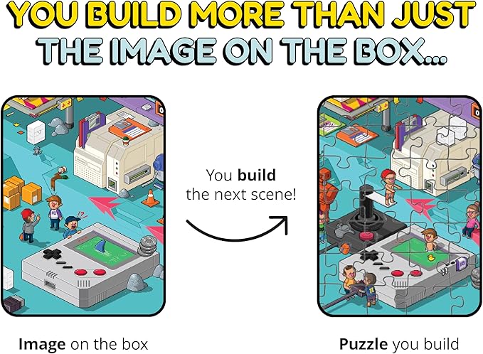 Jigsaw Puzzles 1000 Pieces - Magic Mystery Story Secret Ending Puzzle - Perfect Game Night for Adults & Kids - Pixel Art Gamer Movie TV Show Superhero Theme (Glitch)