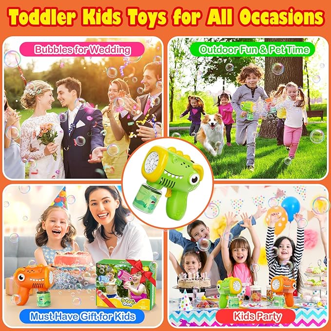 Boys Toys for 3-8 Year Old: 2 Pack Bubble Gun Machine Rechargeable, Kids Toys Birthday Gifts for 3 4 5 6 7 8 Years Old Boy Girls Toddlers Ages 3-5 Christmas Stocking Stuffers Valentines Easter Outdoor