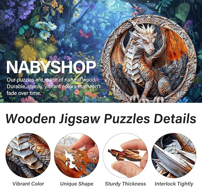 Wooden Puzzles for Adults, Cave Dragon Puzzles, Wooden Flat Puzzles with 3D Visual Effect, Birthday Gifts for Women Men (XL-17.3 * 17.3in 505pcs)