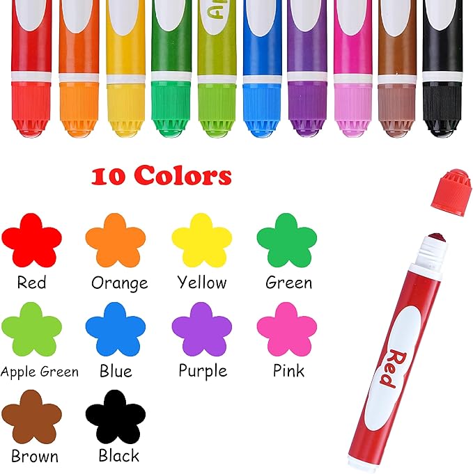 50 Pack Dot Markers, 10 Assorted Colors, 5 Sets x 10 Colors Washable Dot Paint Markers for Toddlers Kids Preschool, Paint Bingo Daubers Supplies for Class Valentine Gift Art Party