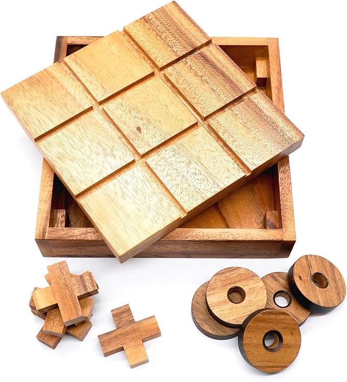 BSIRI Extra Large Tic Tac Toe Board Games - Ideal for Kids Games, Family Games and Game Night for Adults, Farmhouse Decor for Coffee Table Decor, Unique Gifts for All Occasion (8.6 Inch)