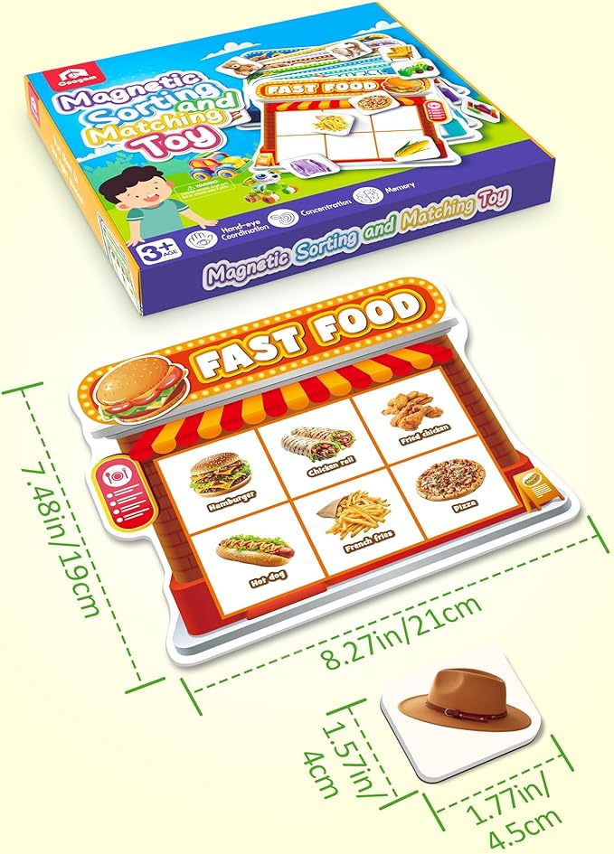 Coogam Magnetic Sorting Toys, Montessori Fridge Magnets Matching Game, Food Pets Grocery Furniture Category Recognition, Educational Learning Fine Motor Toy Gift for Toddler Ages 3-8