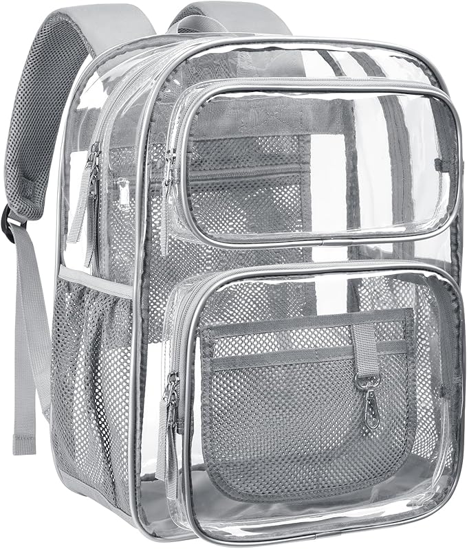 PACKISM Clear Backpack for School - 17 inch Large Heavy Duty Clear Bookbag, See Through PVC Backpacks (for age 12 above)