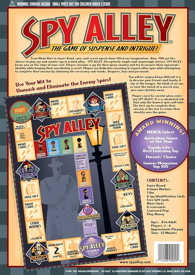 Spy Alley Board Game Bundled with Spy Trap Card Game - Family Friendly Strategy Games.