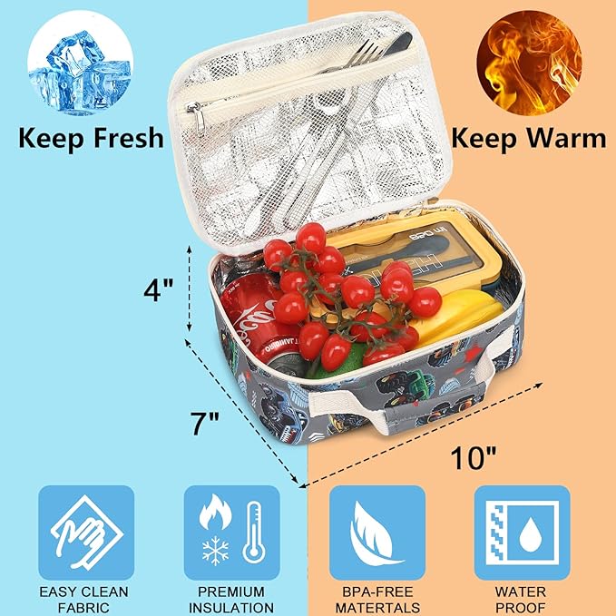 LEDAOU Kids School Backpack with Lunch Box for Boys Girls Kindergarten BookBag School Bag Preschool Toddler Backpack