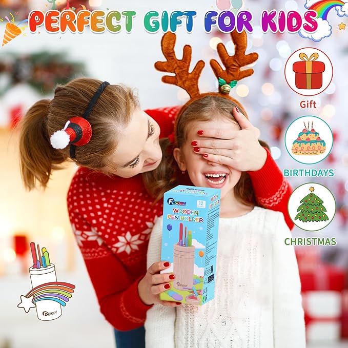 FCSONU Toddlers Montessori Toys for 1 2 3 Year Old Boys Girls, Wooden Learning Color Sorting Toys for Ages 2-4 Kids, Sensory Toys for Toddlers 1-3, Halloween Birthday for Baby 12-18 Month Old