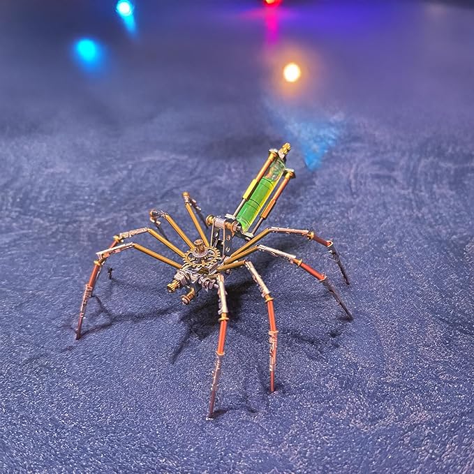Metal Insect Bug Sculpture Steampunk Mechanical Insect Clockwork 3D Steampunk Metal Puzzle Kits for Adults (Mechanical Spider A)