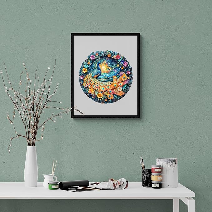 Wooden Puzzles for Adults,Aurora Peacock Shaped Unique Wooden Jigsaw Puzzles, Creative Ghristmas Gift for Teenagers and Adults.