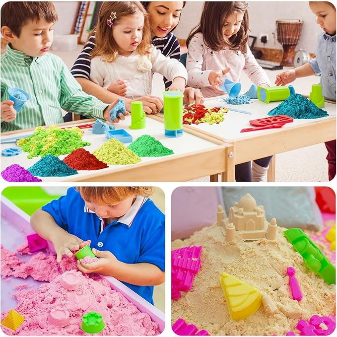 NiToy FlexiSand Value Pack 19lbs of 10 Colored Moldable Self-Sticking Sand, Never Dries Out-Fun for 3 Years and up Kids Bulk Refill for Sensory Sand Box Toys, Ideal for Shaping, Squeezing and Molding