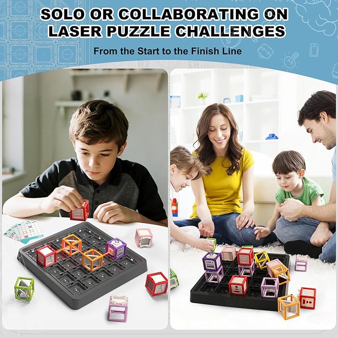 Laser Maze Reasoning Game - STEM Logic Toys for Ages 8+ Kid, 60+ Challenges Puzzle Games, Great 8-13 Years Old Children Gift for Christmas/Easter/Children's Day to Develop Knowledge of Space & Optics