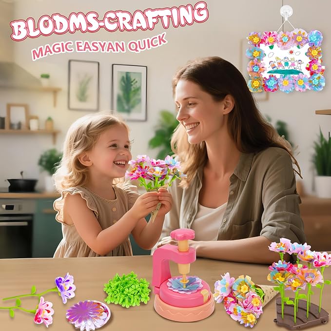 Fabric Flower Bouquets Toys DIY Craft Kits Toys for Kids Arts and Crafts for Kids Ages 4-5-6-7-8-10-12 Year Old Girl Birthday Gifts Making Bouquets Little Girl Kid's Gardening Set (DIY Flower Set)