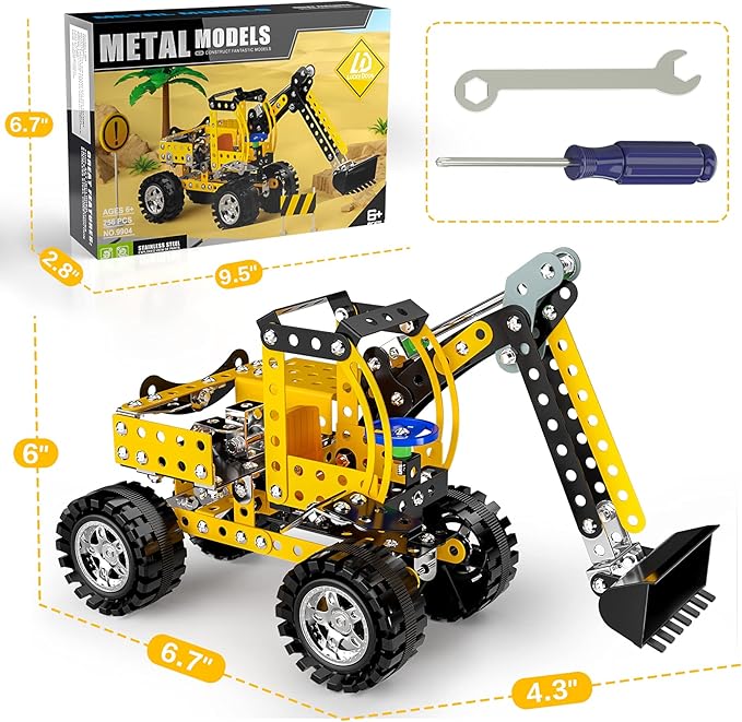 Lucky Doug Stem Building Projects Toys for Kids Boys 8 9 10 11 12 Year Old, Metal Building Construction Model kit, Building Blocks DIY Toy