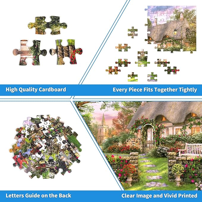 100 Piece Puzzles for Kids Countryside Landscape 100 Piece Puzzles for Adults, Rural Cottage Oil Painting 100 Pieces Puzzle for Kids Ages 4-8, Puzzle for Seniors Teens Brain Teaser