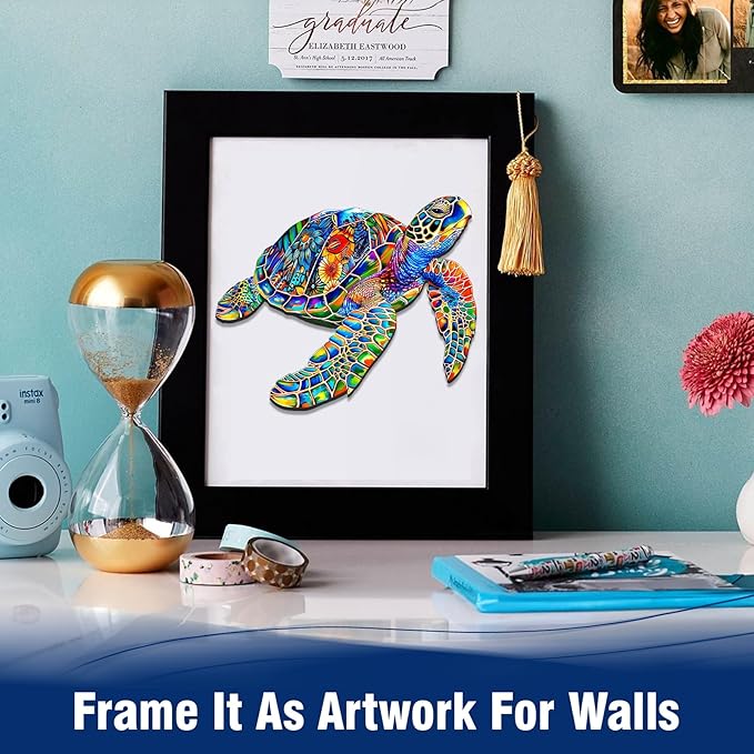 Wooden Jigsaw Puzzles, 300 Piece Sea Turtle Wood Puzzles, Wooden Puzzles for Adults and Teenagers, Uniquely Shaped Pieces, Challenging Puzzles for Puzzle Lover, Premium 5mm Wood