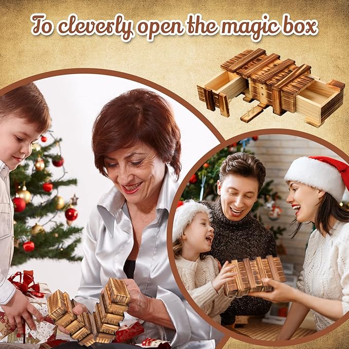 Yilloog 4 Pcs Secret Puzzle Box for Adults Puzzle Boxes with Compartments Secret Puzzle Drawer Wooden Box Game for Adults
